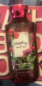 NEW Bath and Body Works 🌺 Raspberry Sweet Mint 10oz Shea & Vitamin E Shower Gel - Picture 1 of 5