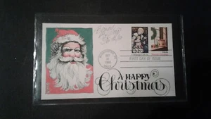 1980 Christmas first day of issue hand painted #1 cachet by Bill Goldberg Scarce - Picture 1 of 1
