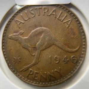 1946 One Penny Coin - Very Fine - Semi Key Date George VI Predecimal - Picture 1 of 2