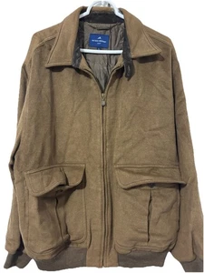 Hickey Freeman Sport Jacket Large Beige Wool Silk Blend Pockets Full Zip Lined - Picture 1 of 10