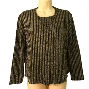 Lauren Lee Sparkle Layered Look Top Button Front Woman Size Medium Vintage - Picture 1 of 7