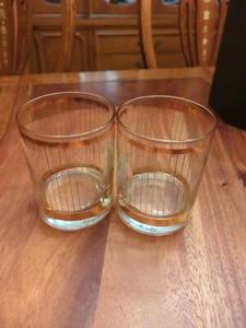 Georges Briard Signed Gold Plaid Double Old Fashioned Glasses Set 3 - Picture 1 of 11