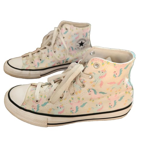 Scarpe alte Converse All Star unicorno ragazze arcobaleno gioventù bianco junior taglia 5
