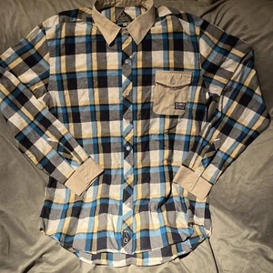 Grassroots California Blue Button Down Flannel Shirt Size XXL NWT - Picture 1 of 6