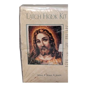 Vintage Jesus Tapestry Crochet Latch Hook Kit #4460 Religious Sealed Wonderart - Picture 1 of 5