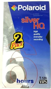Polaroid Silver HQ T-120 6 Hours VHS Video Cassette Tapes 2 pack! - Picture 1 of 2