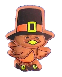 Hallmark PIN Thanksgiving Vintage PILGRIM BIRD Brown 1979 Holiday Brooch - Picture 1 of 2