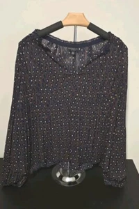 Current Air Los Angeles Blouse Large Style 2030494 V-Neck Top Blue - Picture 1 of 4