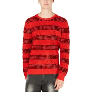 INC Men's Ribbed Crewneck Chunky Striped Pullover Sweater, Red - Picture 1 of 2
