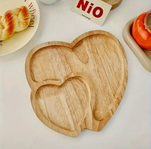 Heart-Shaped Wooden Serving Tray – Rustic Platter for Fruit, Cake, Snacks | Gift - Picture 1 of 4
