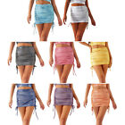Womens Bodycon Ruched Skirt Party Mini Rave Clubwear Metallic Dance Micro Sexy