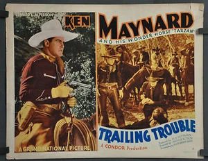 TRAILING TROUBLE 1937 ORIGINAL 22X28 A MOVIE POSTER KEN MAYNARD LONA ANDRE - Picture 1 of 2