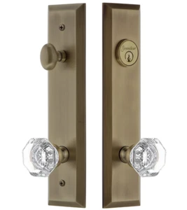 Grandeur Hardware 840651 Fifth Avenue Tall Plate Entry Set Vintage Brass - Picture 1 of 18