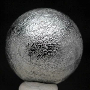 SEYMCHAN IRON METEORITE Rhodium Plated SPHERE Carving Etched WIDMANSTATTEN - Picture 1 of 5