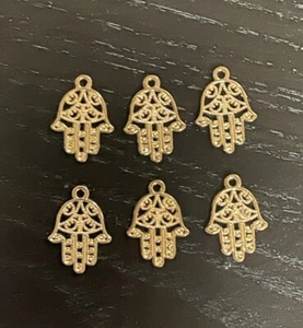 Hamsa Hand Of Fatima Charm/ Mano De Fatima Hamsa Gold Filled (6 Pcs) - Picture 1 of 2