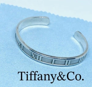 Tiffany & Co. Atlas Roman Numeral Bangle Bracelet Sterling Silver SV925/13cm - Picture 1 of 8