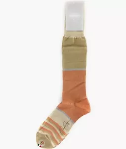 VK Nagrani NWT Dress Socks Over the Calf Orange/Tan Cotton Blend One Size - Picture 1 of 2