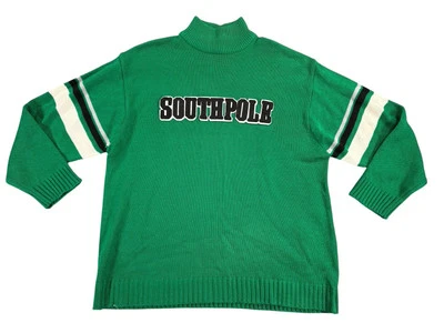 Suéter De Colección Southpole Cuello Alto Para Hombres 2XL Verde Logo Deletreado Manga Larga Foto 1 de 4