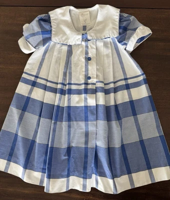 Vestido Tess Originals Niñas Vintage Azul Blanco Cuadros Algodón Manga Corta Talla 6 Foto 1 de 4