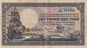 Billete SUDÁFRICA 1 libra 1946 P-84f VF - Imagen 1 de 4