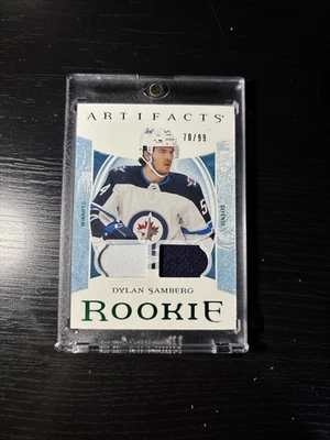 2022-23 UD Artifacts Dylan Samberg Emerald Material Relic RC /99 #187 Jets - Image 1 of 2