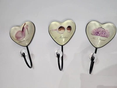 3 Ganchos de Pared Rosa Moda Corazón Elegante Glamour Diva Princesa - Decoración del Hogar Foto 1 de 4