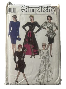 Vestido de fiesta formal de noche Simplicity 8899, talla 8 Misses con dobladillo peplum sin cortar - Imagen 1 de 2
