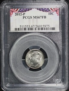 2012-P Roosevelt Dime PCGS MS-67 FB Flag Label - Picture 1 of 2