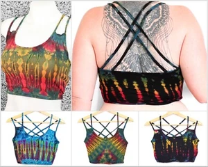 Tie Dye Cross Back Crop Top - Picture 1 of 26