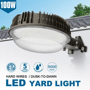 LED Yard Light 100 Watt Dusk to Dawn Garden Front Porch Security Floodlight IP65 - Picture 1 of 11