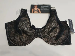 Ambrielle Größe 40DD schwarz Spitze ungefüttert volle Abdeckung Vollfigur BH Neu mit Etikett - Bild 1 von 2