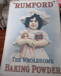 Vintage Rumford Baking Powder Metal Tin sign Decorative Collectibles wall artUSA - Picture 1 of 3