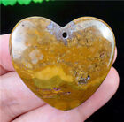 38x35x6mm Natural Old Ocean Jasper Reiki Stone Love Heart Pendant Bead EA84127