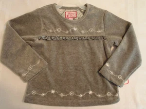 Galaxy Diva Girls Size 5 Velour Grey Embroidered Long Sleeve Shirt NWT - Picture 1 of 2