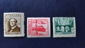 Sello de ESPAÑA 1er centenario. Cent. FERROCARRIL año 1948 . Nº catalogo 1037/39 - Imagen 1 de 1