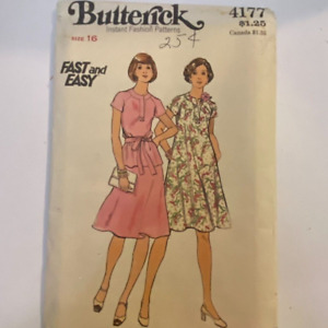 Butterick 4177 Size 16 Bust 38 Vintage Sewing Pattern Dress Top Skirt Belt