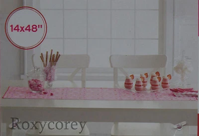 Valentine 's Day Pink with Gold Purple Red Hearts Table Runner 14x48 in NWT  - Image 1 of 2