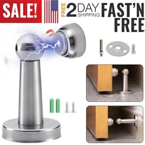 Magnetic Door Stop Holder Stainless Steel Home Office Door Catch Fitting Screws - Picture 1 of 8