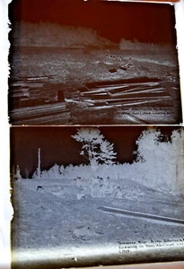 Ca.1904 2 Glas Fotoplatten - Illinois Central Railroad Bau dy - Bild 1 von 11