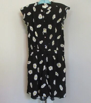 KATE SPADE VISCOSA CREPÉ NEGRO BLANCO MARGARITA MANGA ALETEADA MAMELUCO MONO, 10 Foto 1 de 4