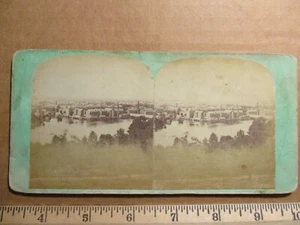 stereoview Lowell MA Massachusetts, view from hill - Picture 1 of 2