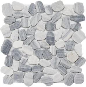 Simple Tile - Marble Mosaic Tile "River Rock Collection" MM 9503 - Salt & Pepper - Picture 1 of 5