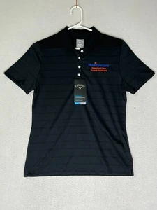 Callaway Black Striped Polo Shirt Meditelecare Comfortable Women's Size Small - Picture 1 of 8