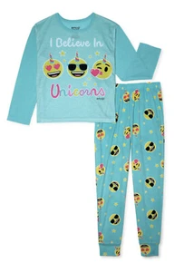 Emoji “I Believe In Unicorns” Girls 2 Pc Long Sleeve Pajamas Set Size 6/6X NWT - Picture 1 of 3