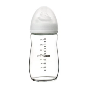 Mininor 3m+ Baby/Infant 240ml Feeding Glass Bottle w/ Anti-Colic Silicone Teat - Picture 1 of 4