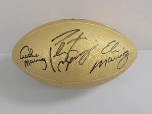 PEYTON, ELI , ARCHIE MANNING SIGNED Autographed GOLD NFL FOOTBALL STEINER COA - Picture 1 of 4
