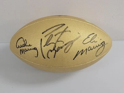 PEYTON, ELI, ARCHIE MANNING FIRMADO Autografiado Oro NFL Fútbol Americano Steiner Certificado de Autenticidad Foto 1 de 4