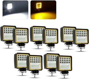 Square Led Work Lights X10 4.2" 12v 24v White Amber Flood Spot Beam Tractor 4x4 - Picture 1 of 9