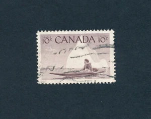 Briefmarke, Kanada, 10c, Artenschutz Eskimo Kajak, gezahnt 4s 1955, B06B - Picture 1 of 2
