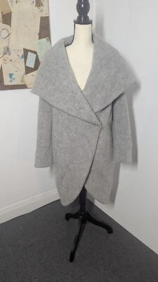 Abrigo para mujer Zac Posen gris medio mezcla de lana chaqueta envolvente silencioso lujo academia Foto 1 de 4